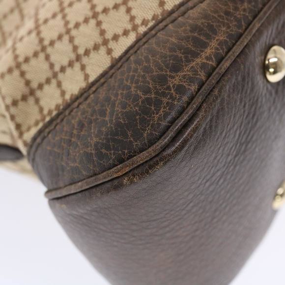 GUCCI Diamante Hand Bag Canvas Leather 2way Brown Beige 247286 Auth tb817 - Picture 15 of 16